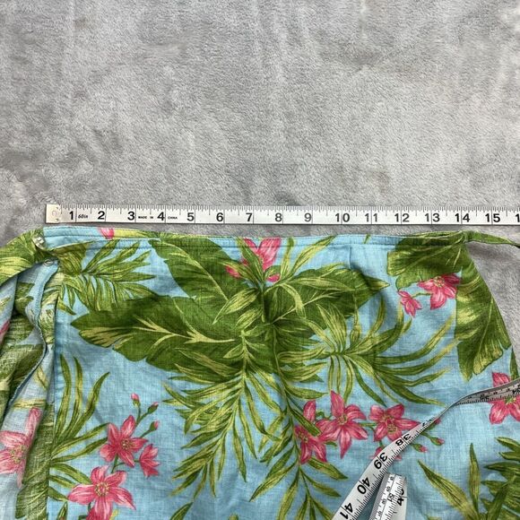 Jones New York Sport Linen Wrap Skirt Womens 4 Hawaiian Tropical Floral Midi - Picture 5 of 6